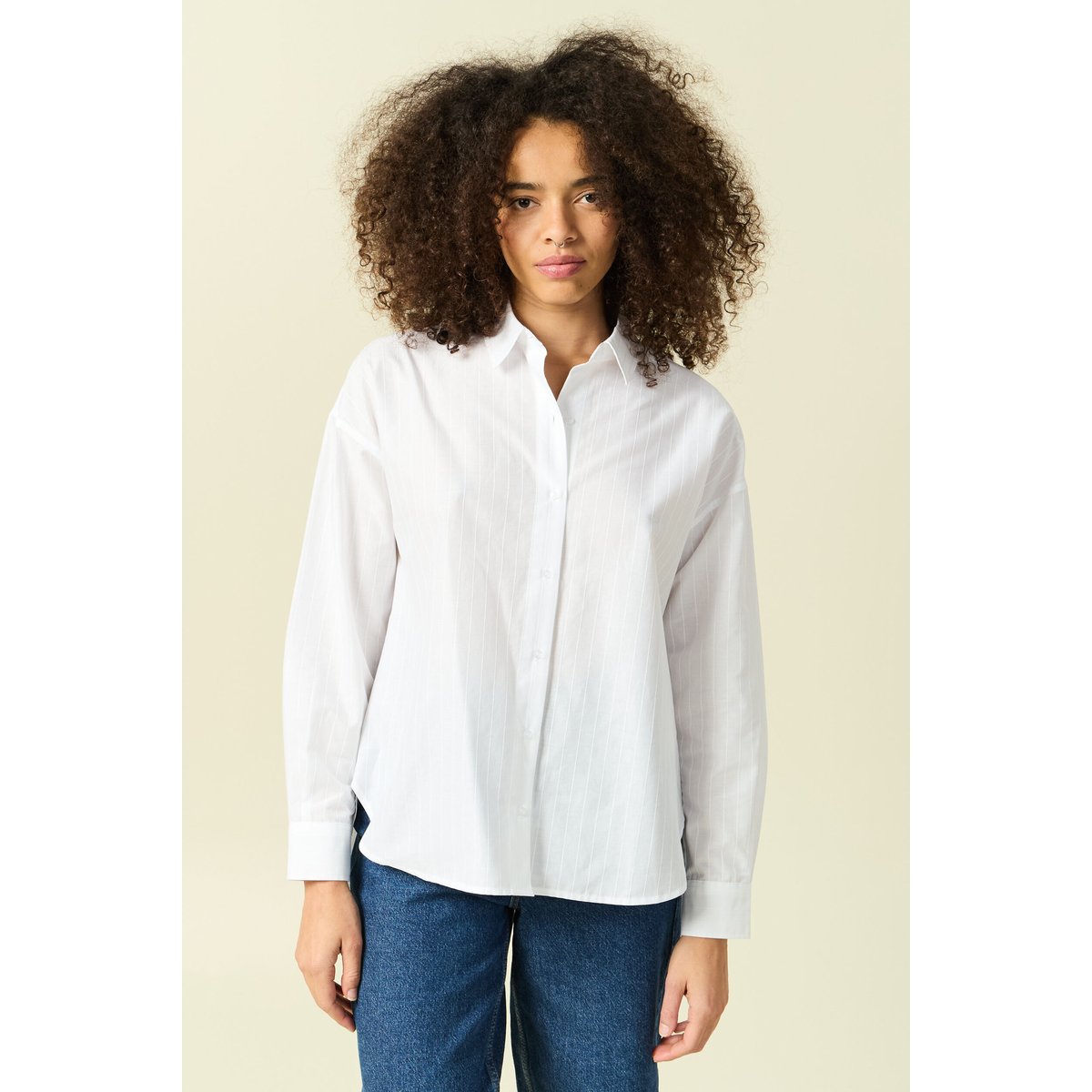 Chemise oversize en coton ecru, BONOBO