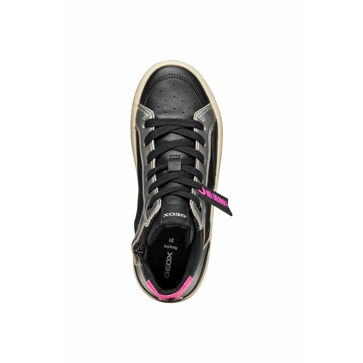 Kids Gisli Breathable High Top Trainers black/fuchsia, GEOX