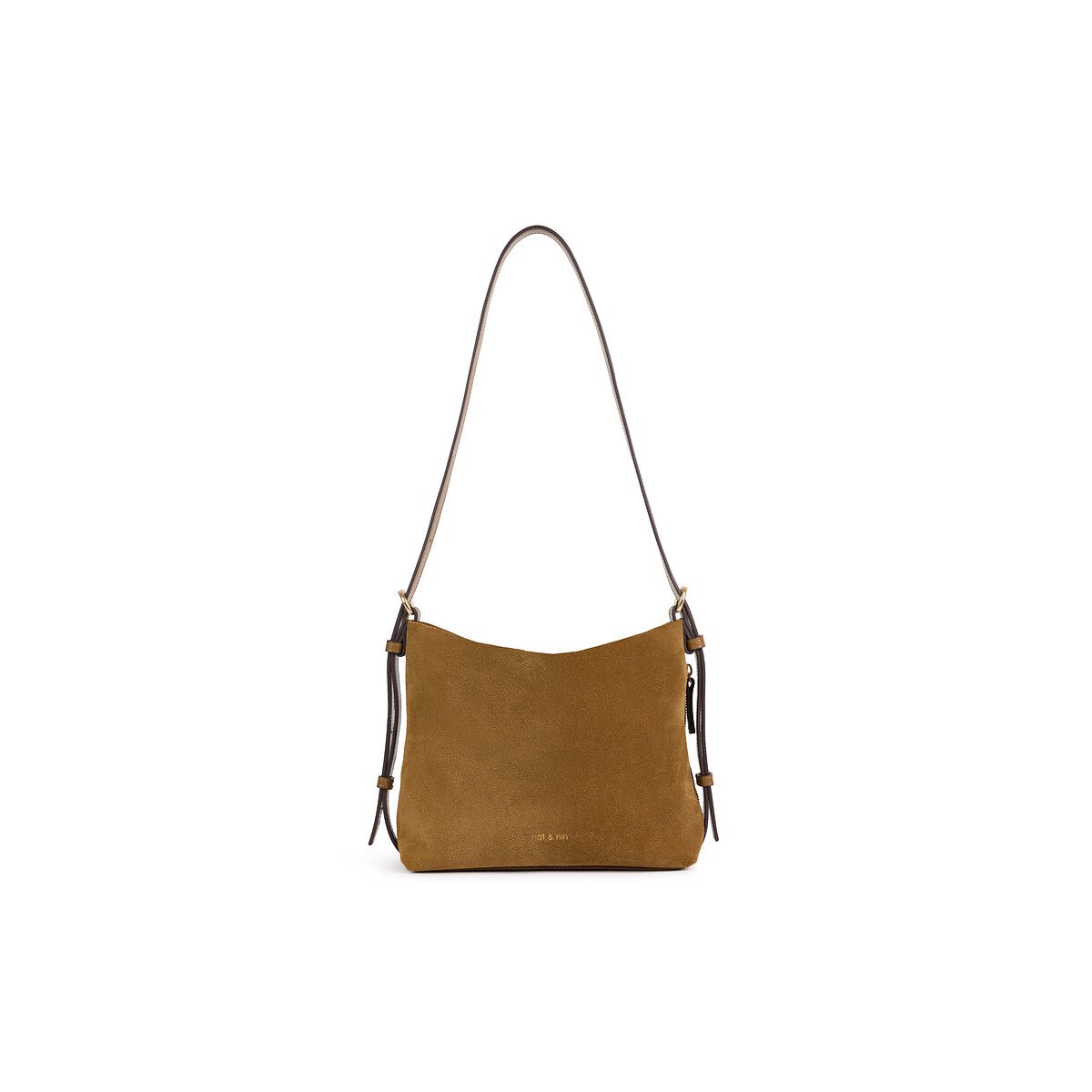 Borsa a bisaccia in pelle scamosciata, MINI MOREEN tabacco, NAT & NIN