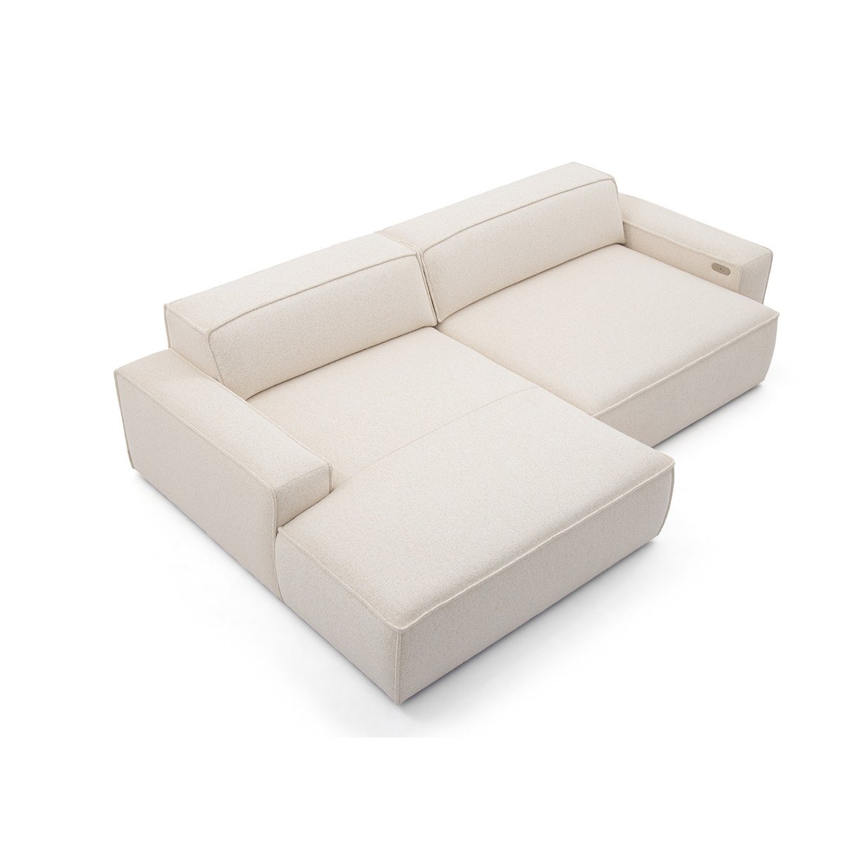 Canapé d'angle convertible 3 places en tissu chiné, ABEL beige, BOBOCHIC