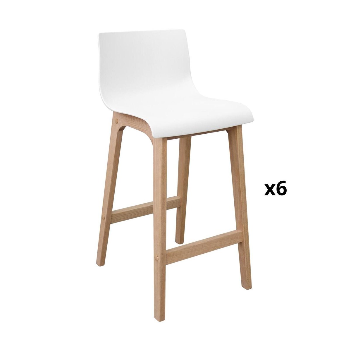 Lot de tabourets de bar en chêne 65cm TANNA blanc, MOB IN