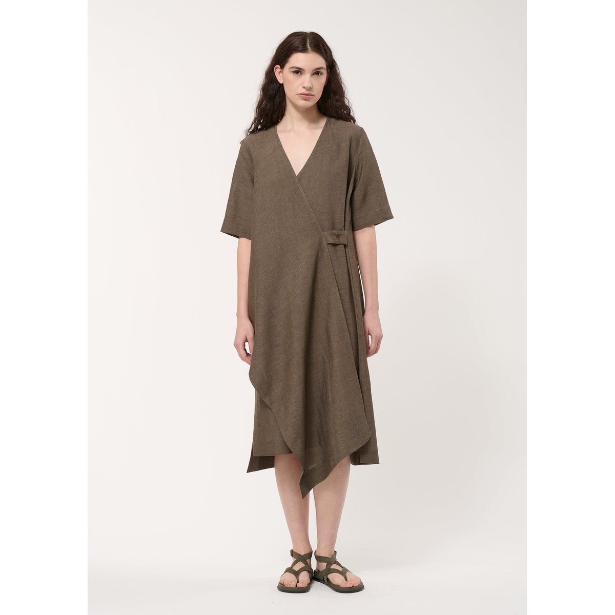 Robe portefeuille asymétrique moka, HUMILITY