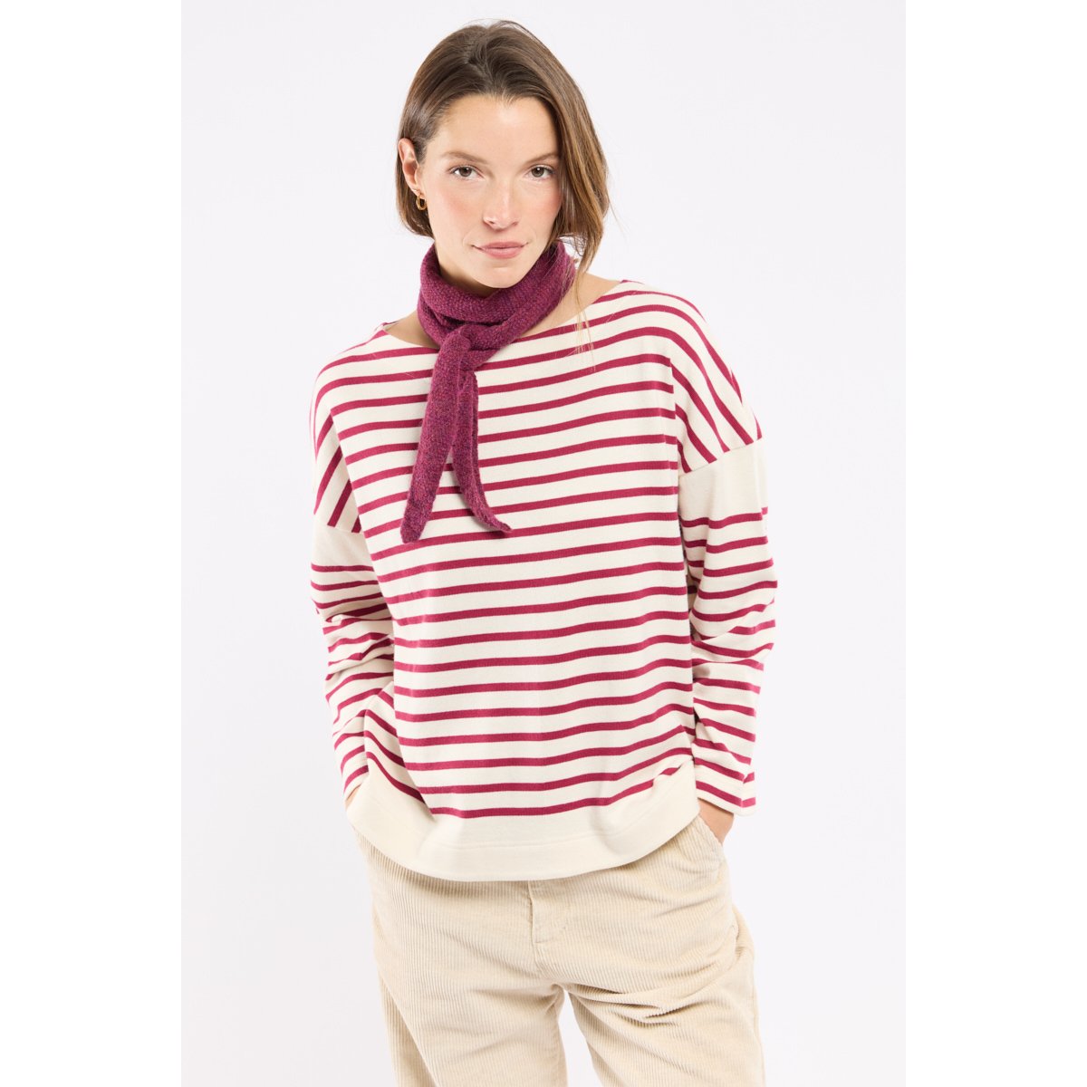 Marinière oversize Héritage - coton rustique nature/betterave, ARMOR-LUX