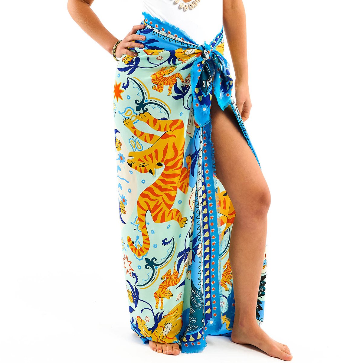 Grand foulard à motifs BANDIDAS bleu, WILD