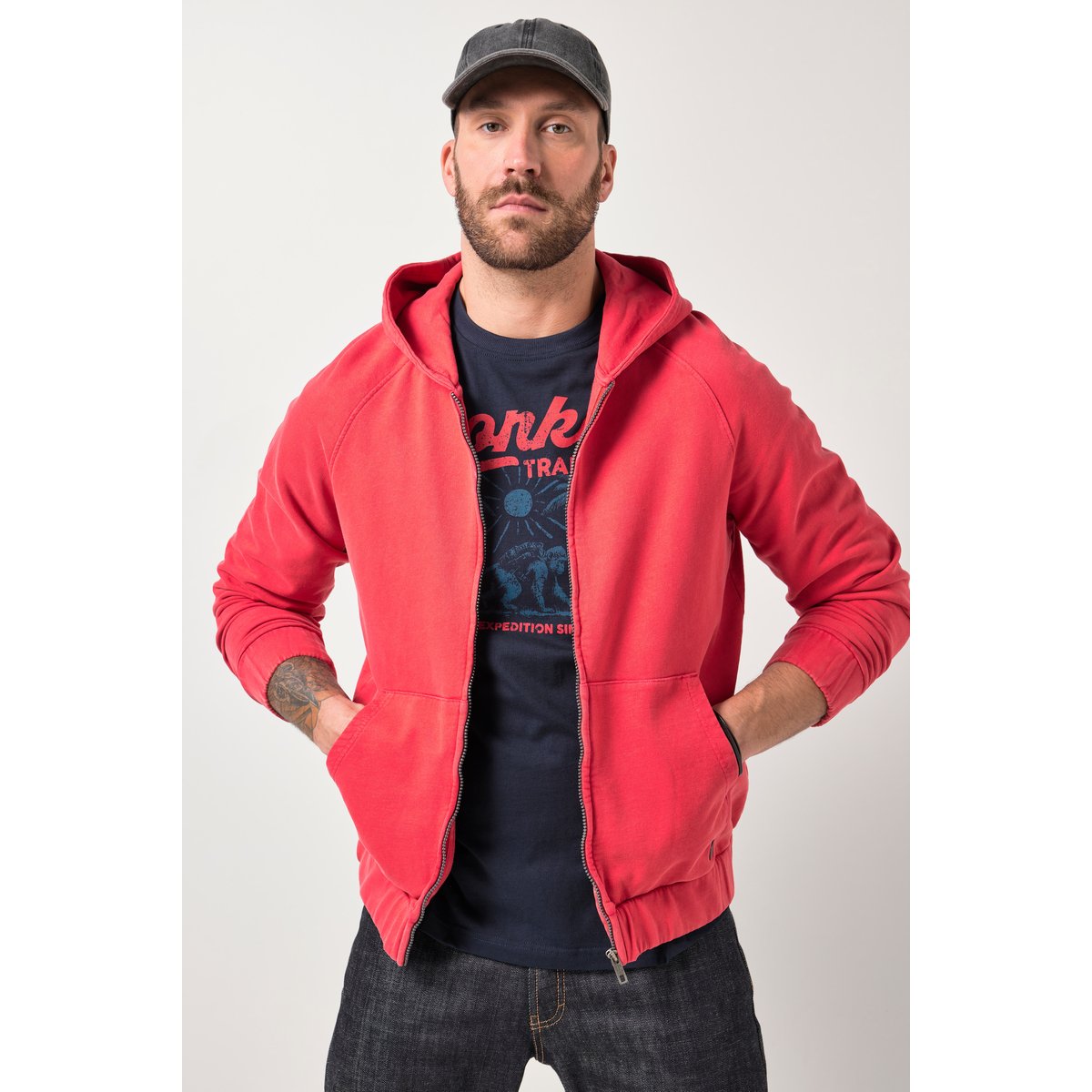 Veste en molleton style vintage braises rouge, JP1880
