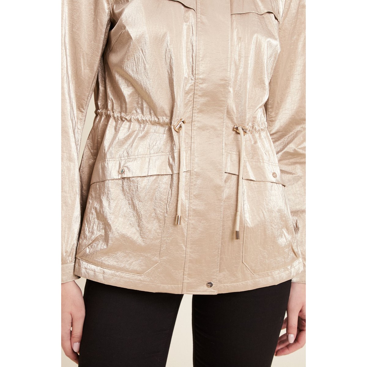Parka courte métallisée beige, BREAL