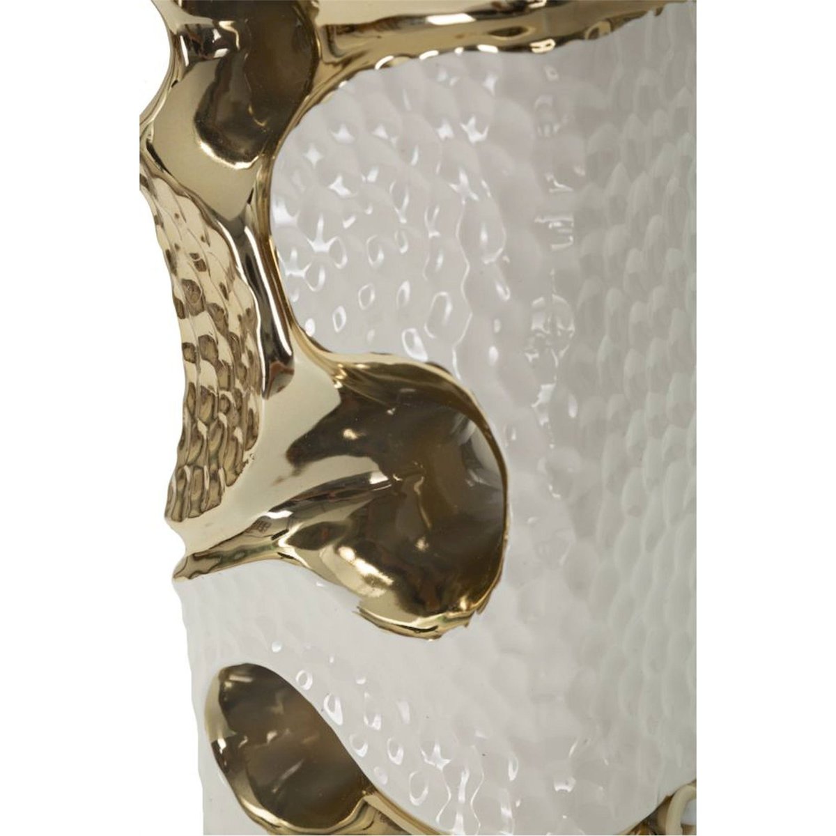 Lampe à poser en céramique ajourée GLAM blanc et or, RECOLLECTION