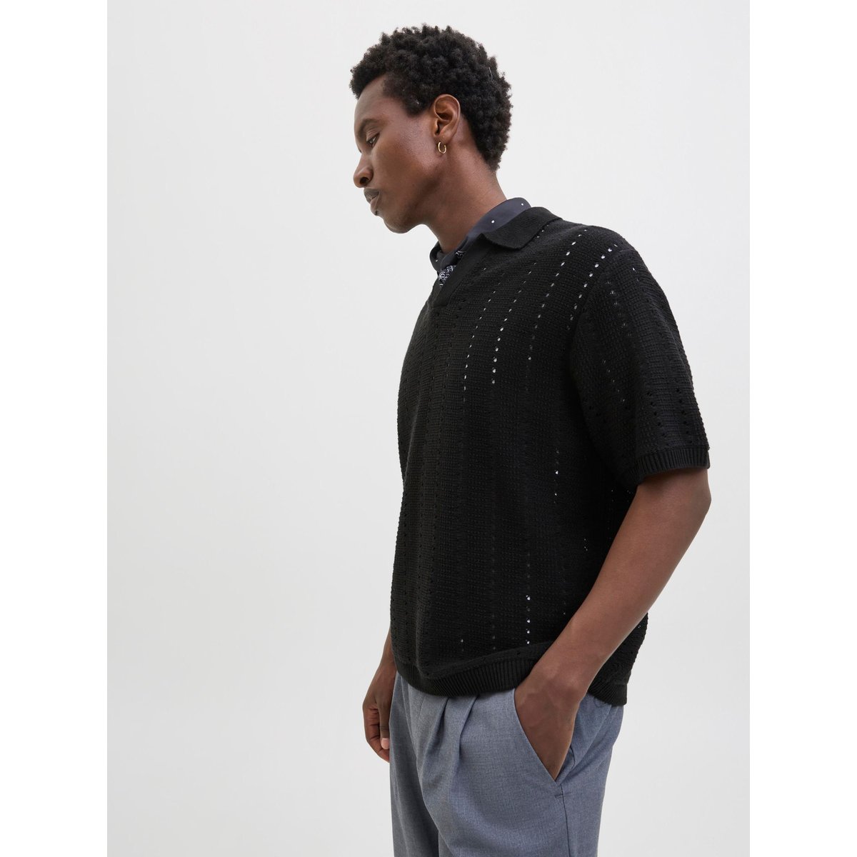 Polo Tricoté noire - black, JACK & JONES