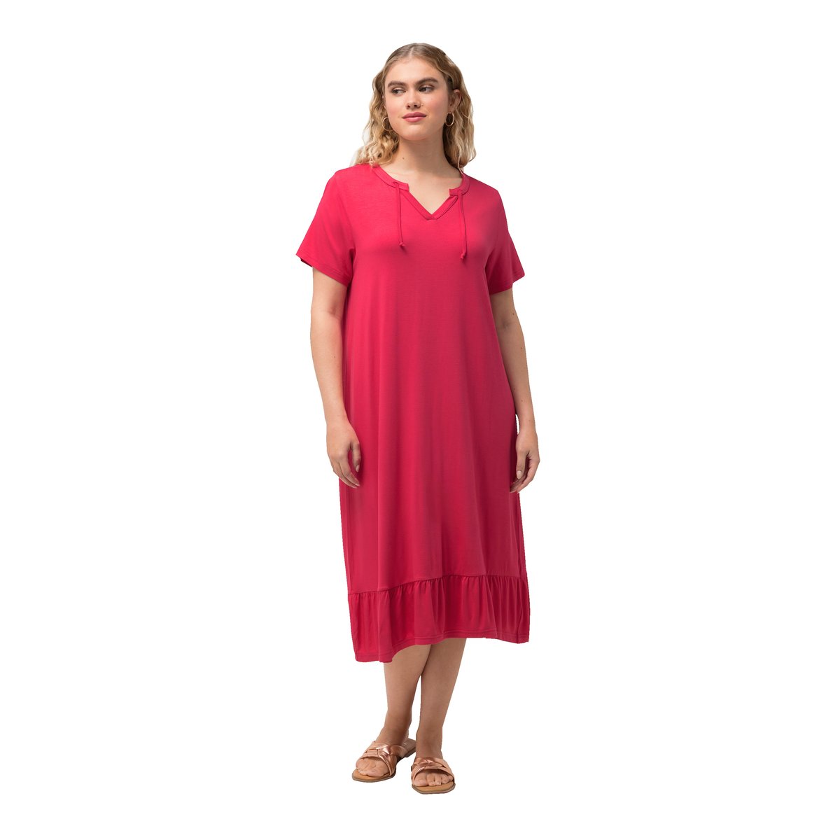 Robe midi en jersey rose foncé, ULLA POPKEN