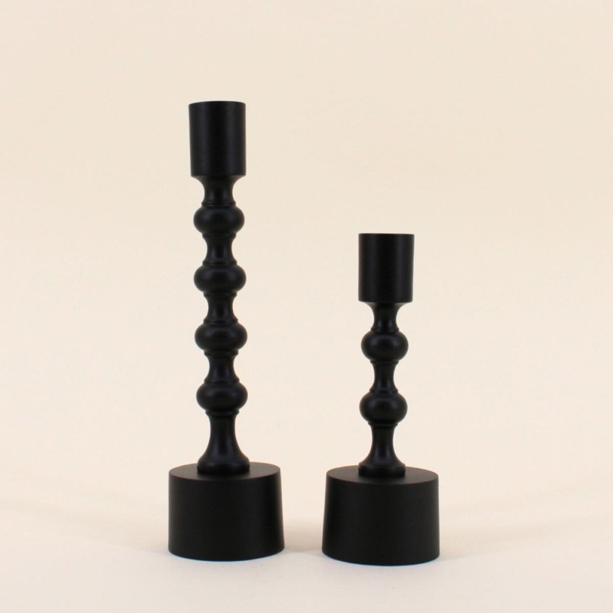 Bougeoir laqué 16cm noir, ORNAMI