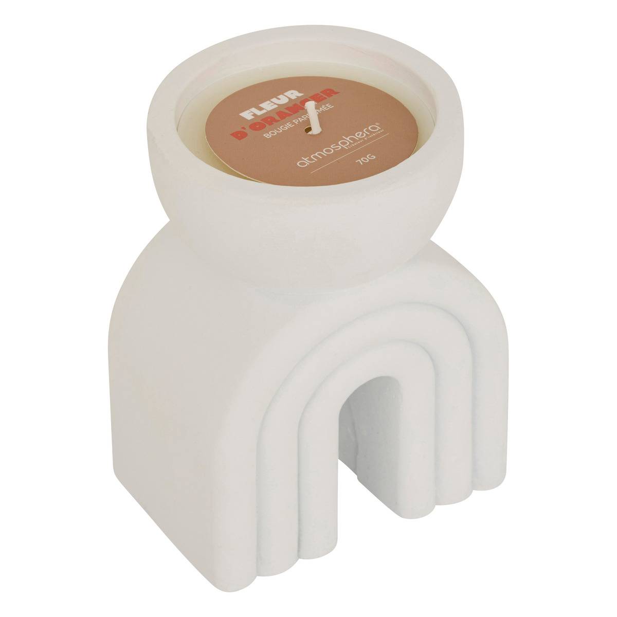 Bougie parfumée forme arche ORAN blanc, ATMOSPHERA