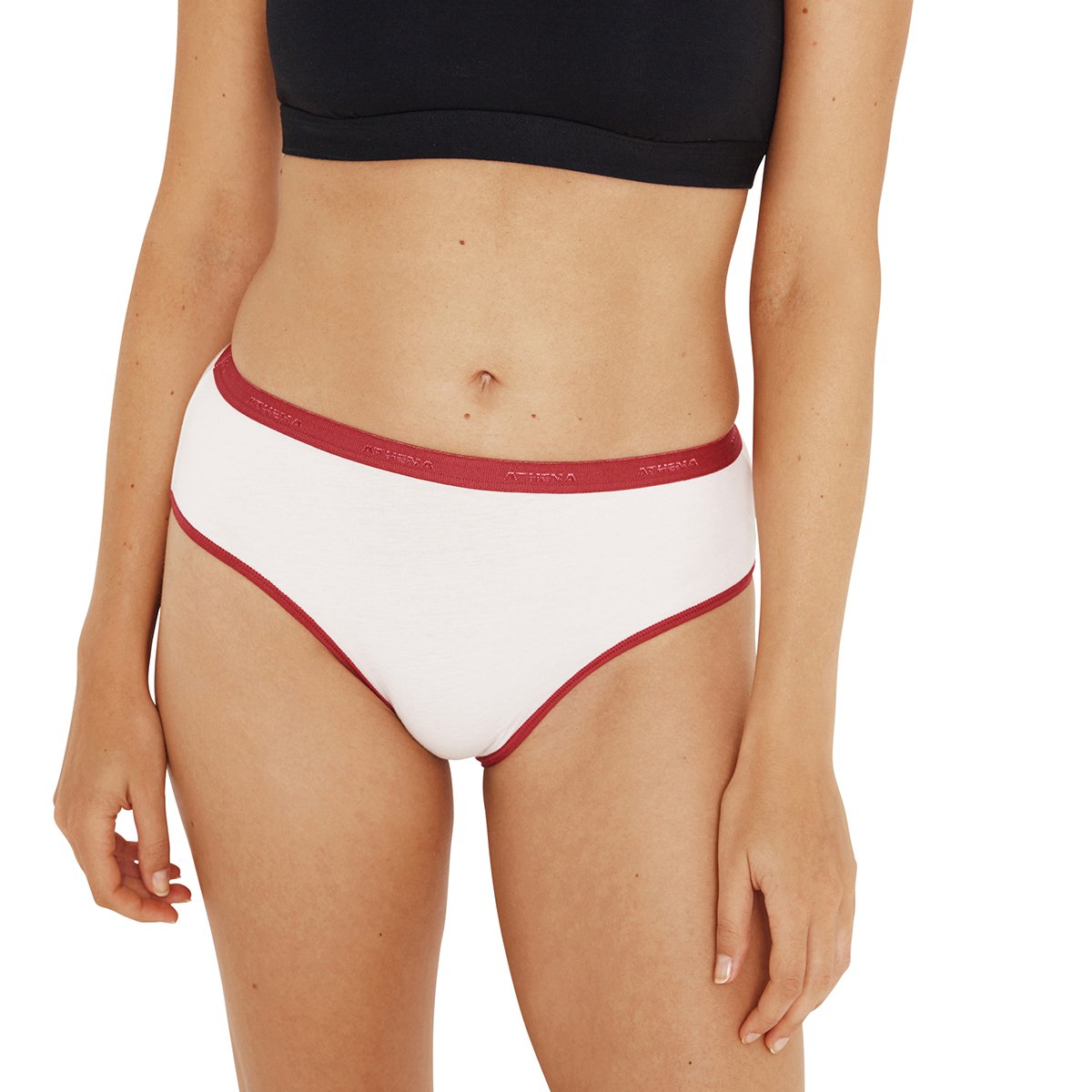 Slips, lot de 4 gris-cerise-naturel-noir, ATHENA