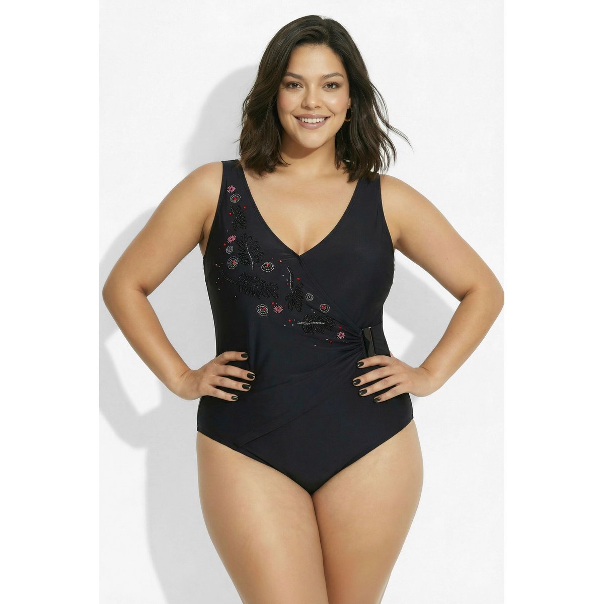 Maillot de bain effet cache-cœur noir, ULLA POPKEN