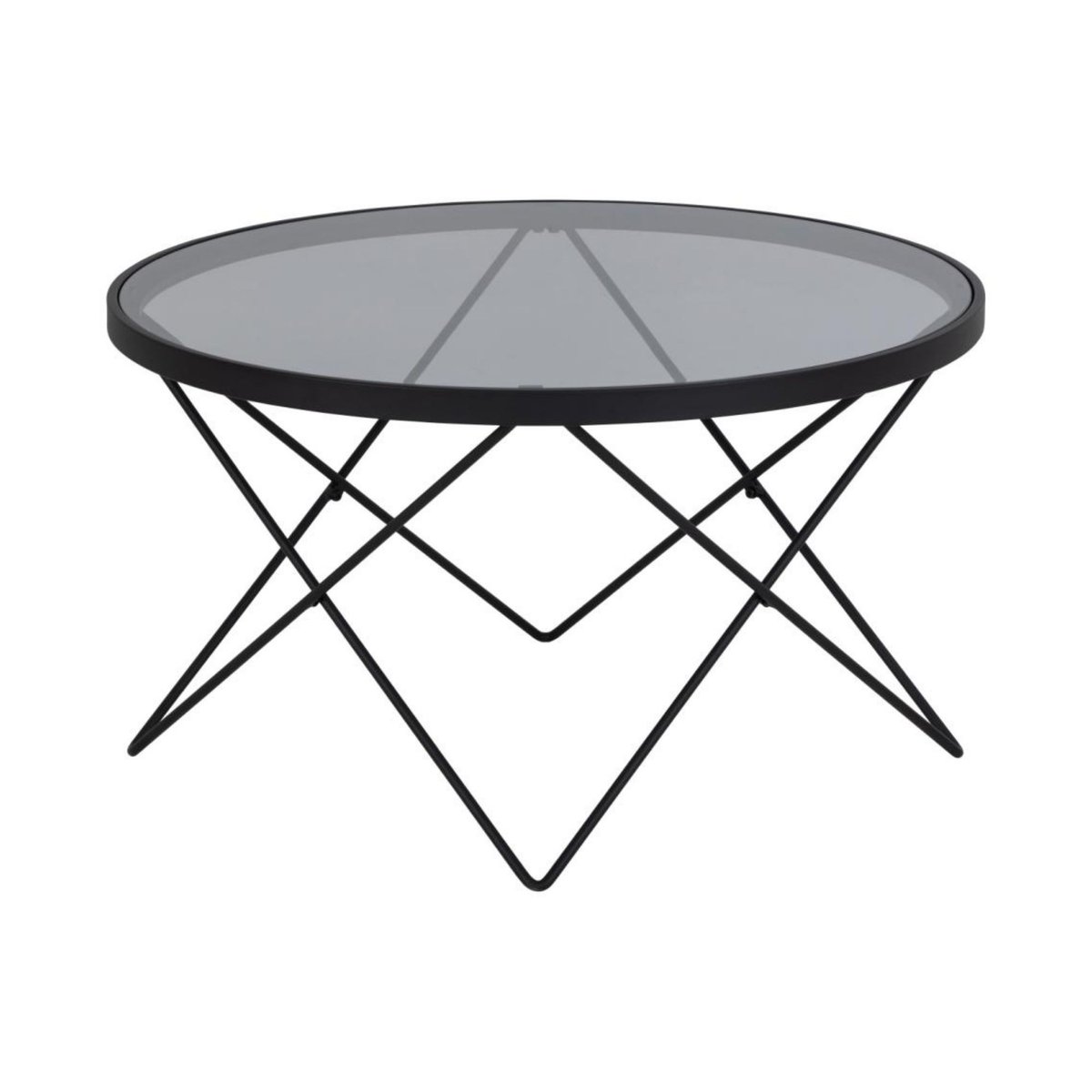 Table basse ronde en verre et métal noir D80 - BENNY noir, HELLIN, DEPUIS 1862