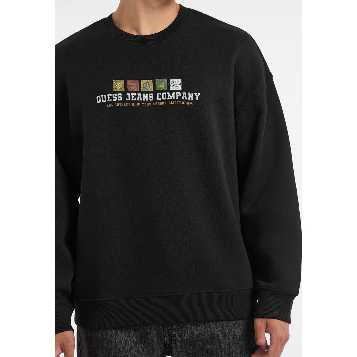 Sweat-Shirt Imprimé Frontal noir, GUESS JEANS