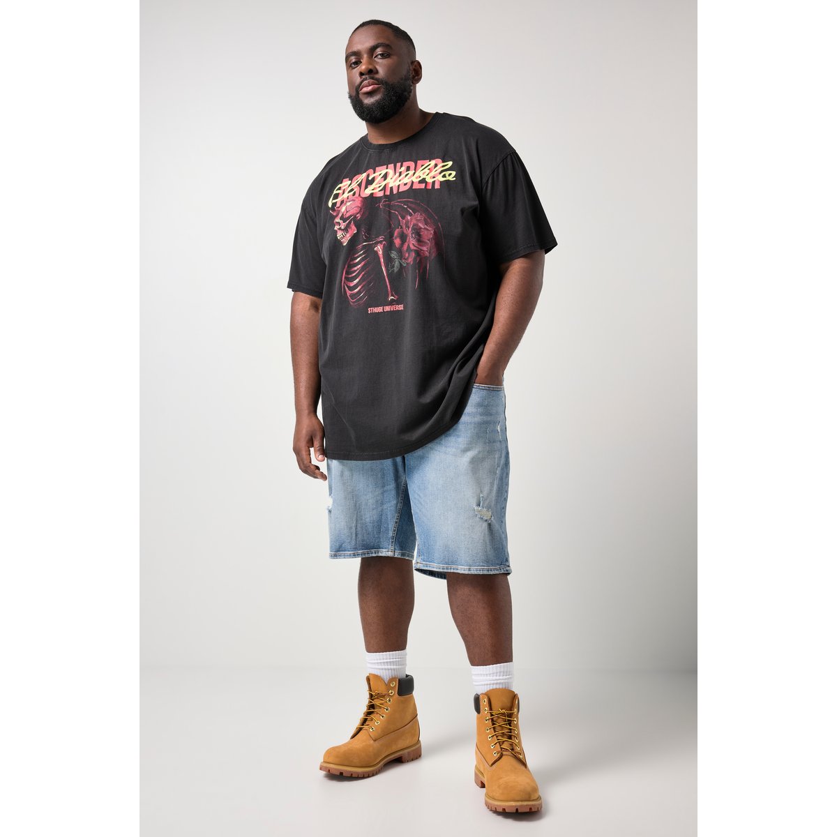 T-shirt oversize noir, STHUGE