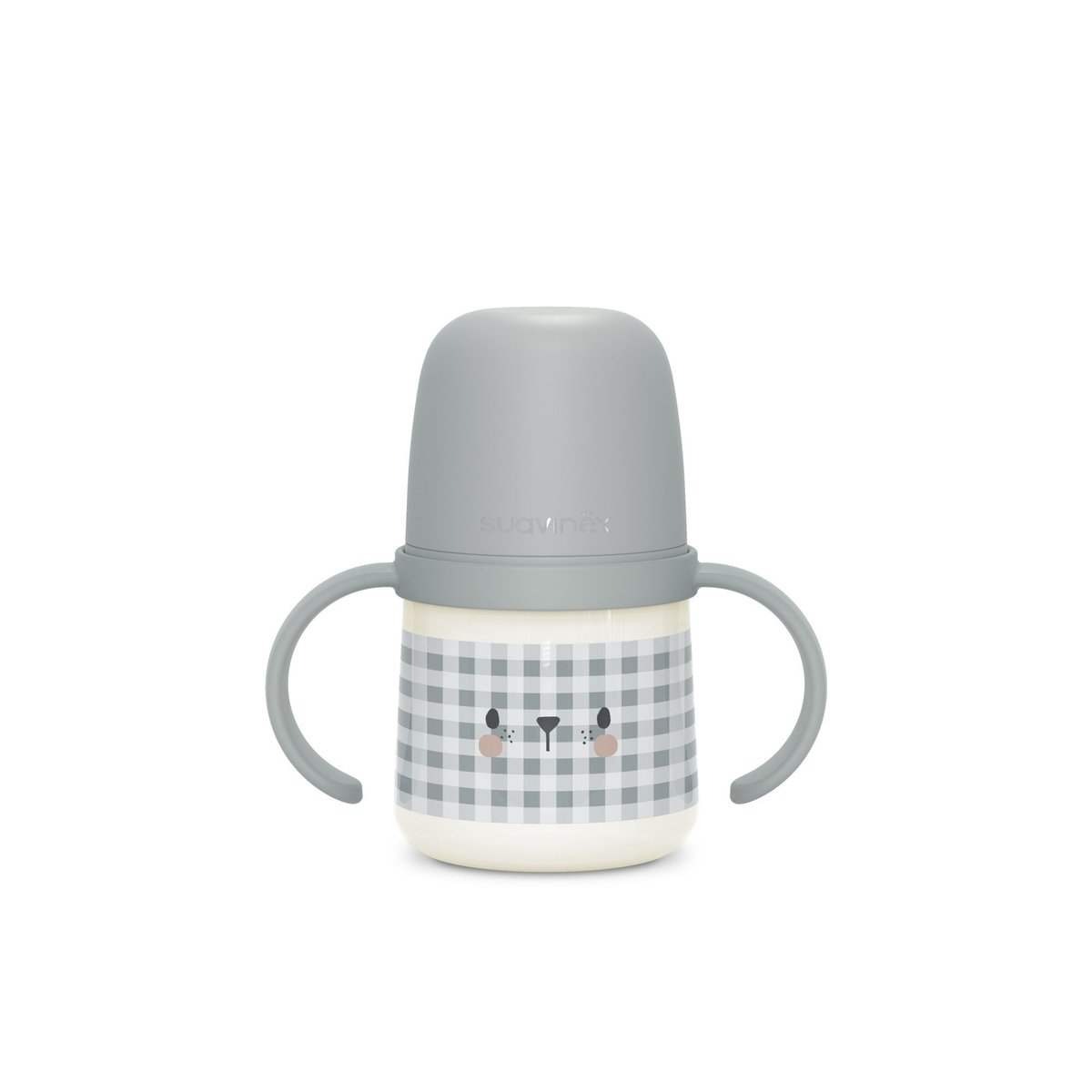 Biberon phosphorescent avec anses et bec silicone ours, SUAVINEX