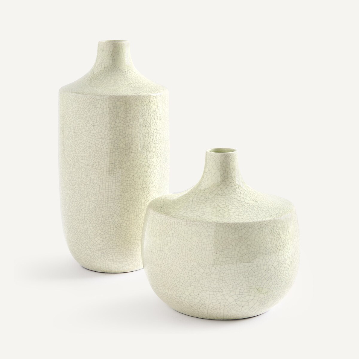 Catane crackle glaze earthenware vase, height 21.5cm ecru , AM.PM