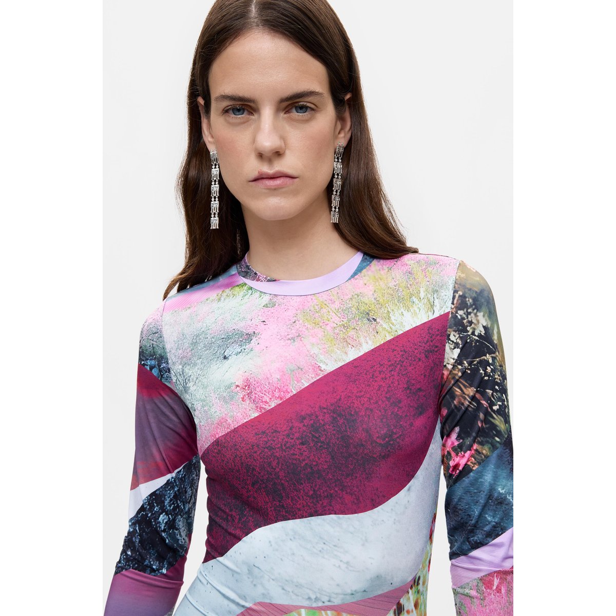 Robe en maille à manches longues multicolore, DESIGUAL