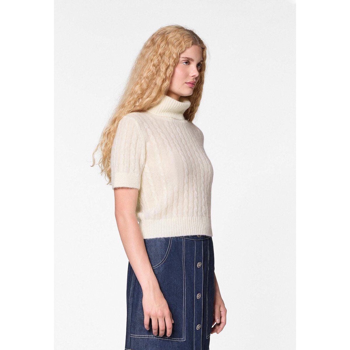 Pull col roulé en alpaga blanc écru, RODIER