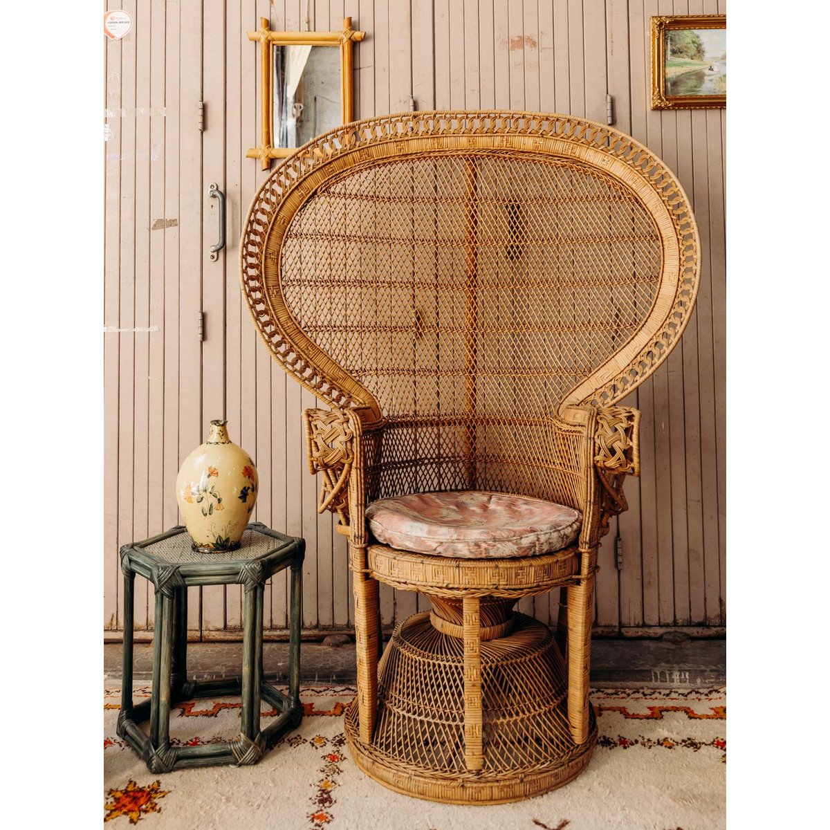 Fauteuil en rotin élégant et grandiose Emmanuel N°28 - Bon état bois clair, DEBONGOUT