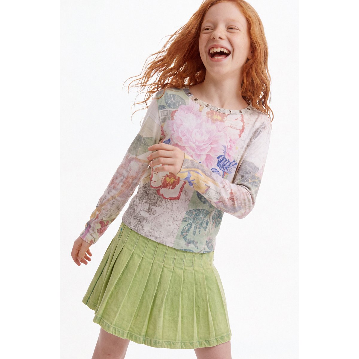 T-shirt imprimé à manches longues beige, DESIGUAL