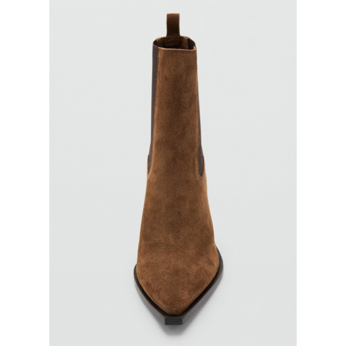 Bottines en daim bout empiècements tabac, MANGO
