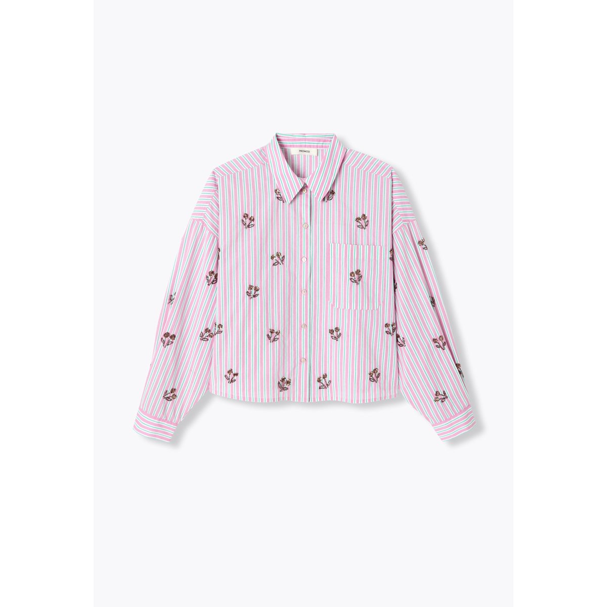 Chemise rayée perlée rayé rose, PROMOD