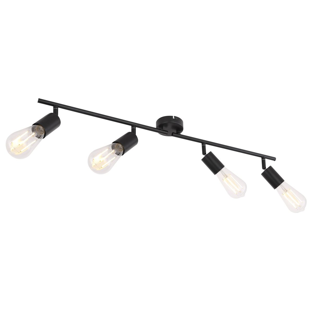 Plafonnier rampe 4 ampoules en métal design industriel MARTHA noir, GLOBO LIGHTING