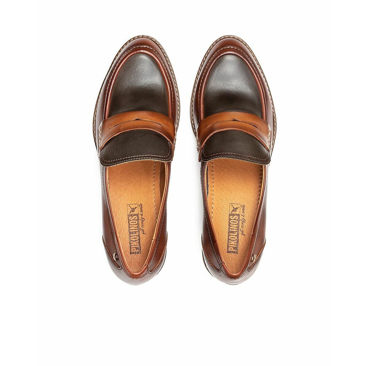 Llanes leather heeled loafers cognac, PIKOLINOS