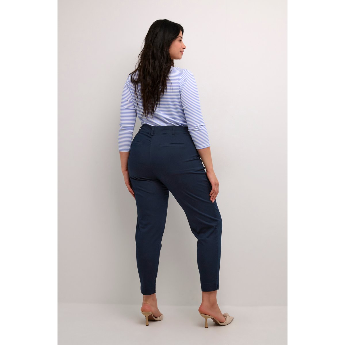 Pantalon casual bleu midnight marine, KAFFE CURVE