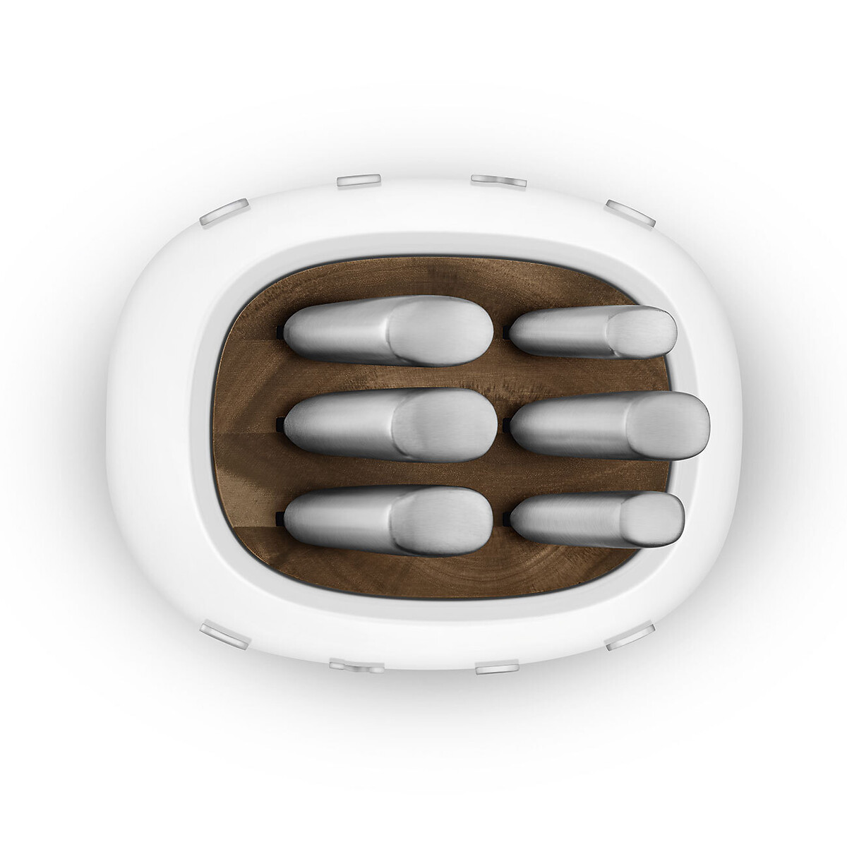 Bloco com facas, SMEG branco, SMEG