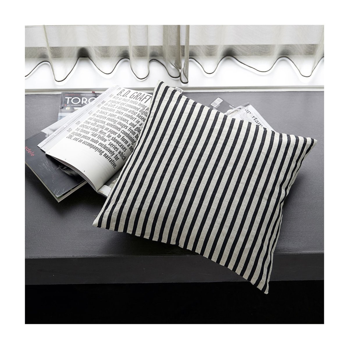 Housse de Coussin Stripe gris, noir, HOUSE DOCTOR