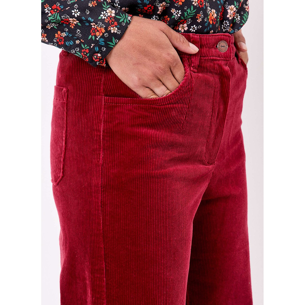 Pantalon large velours cotelé KEINAN rouge rubis, LA FIANCÉE