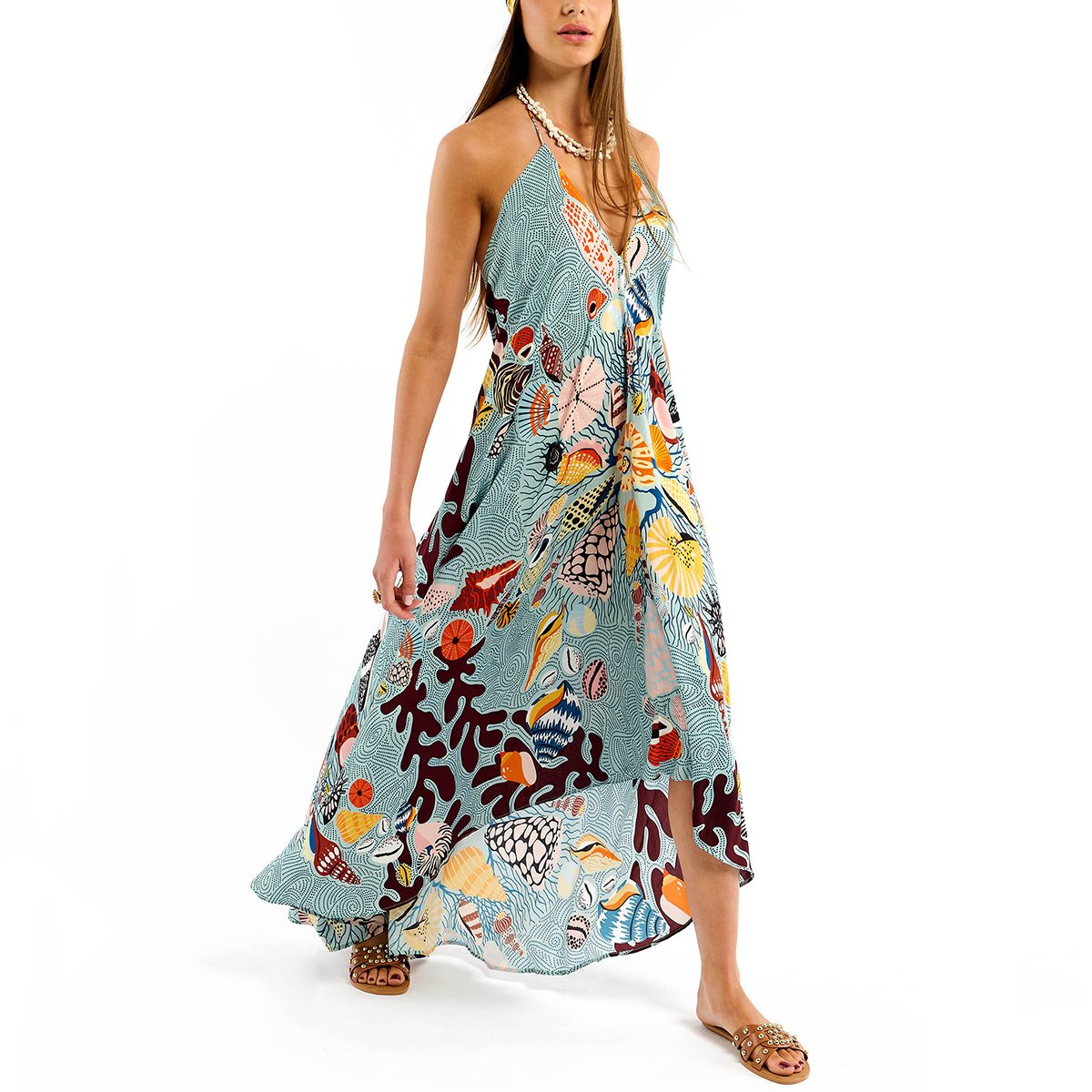 Robe légère dos nu à motifs VOILA CORAL bleu, WILD
