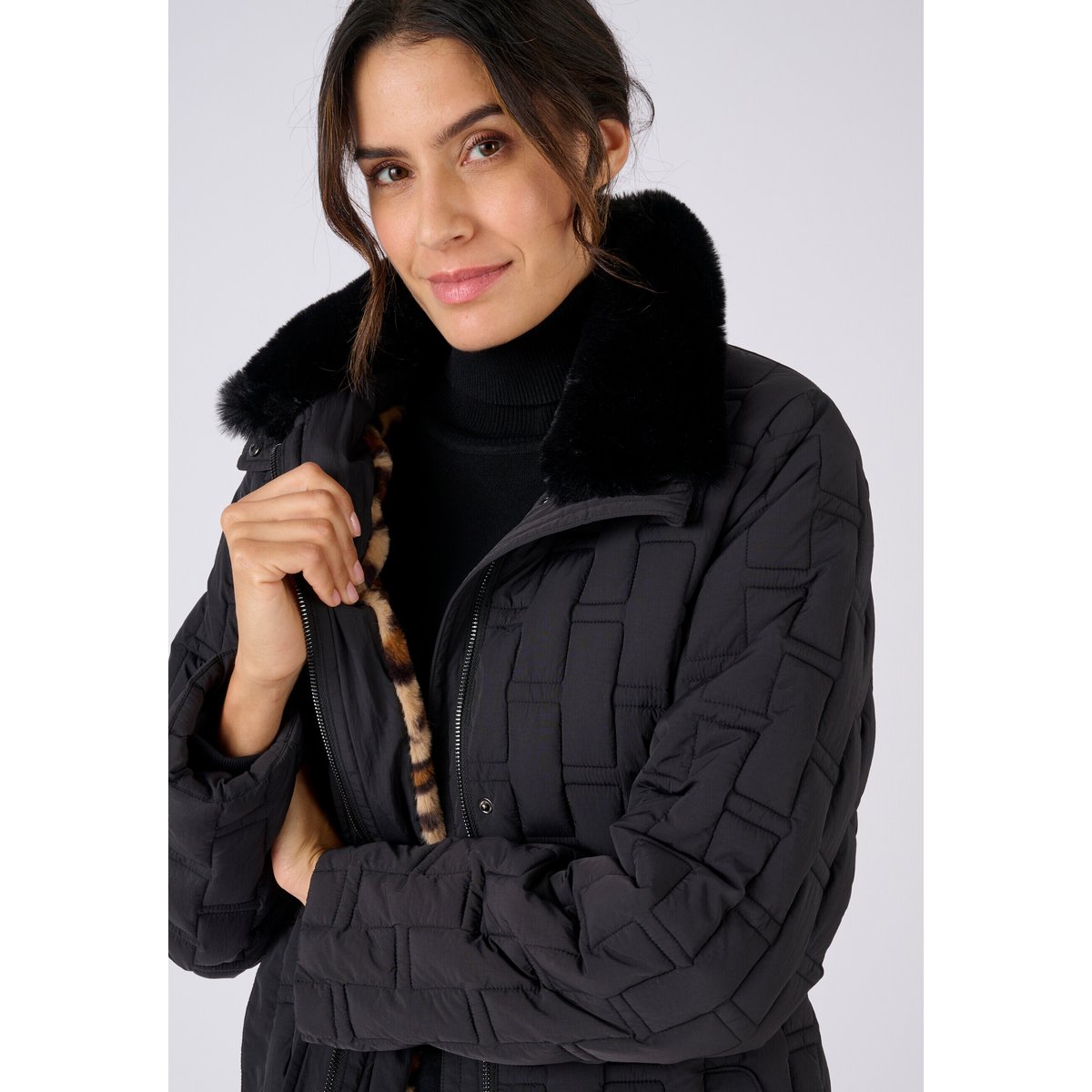 Parka matelassée fantaisie noir, DAMART