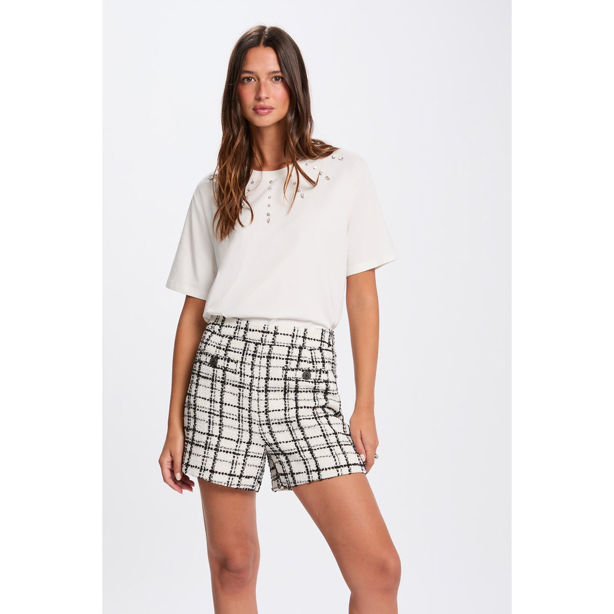 T-shirt droit manches courtes blanc, MORGAN