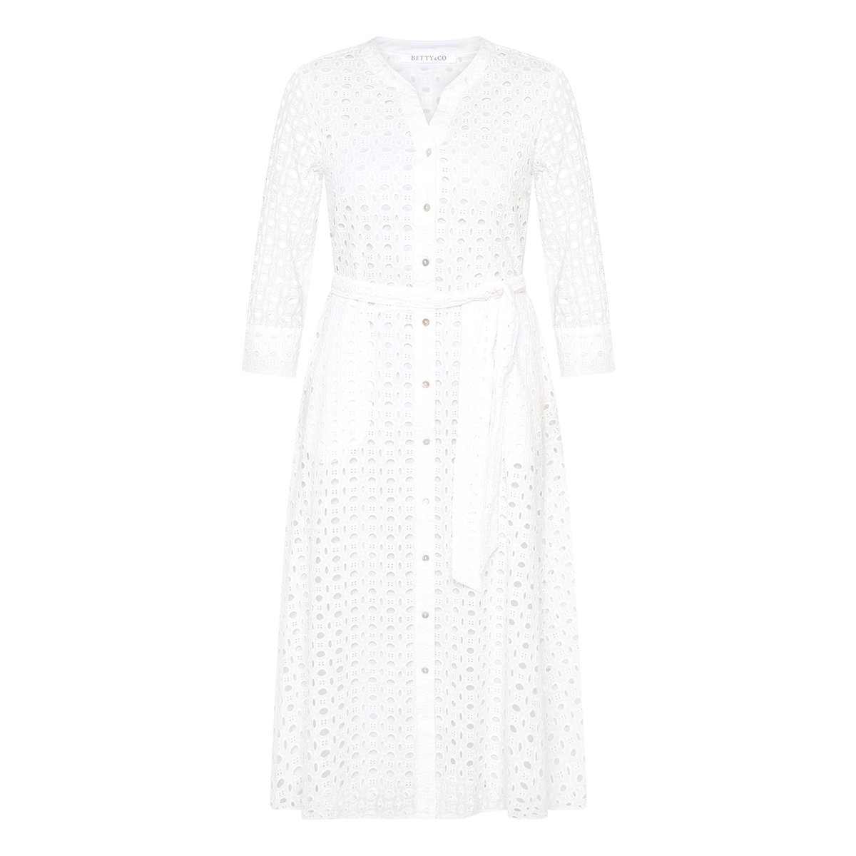 Robe-chemisier à ceinture à nouer blanc, BETTY & CO