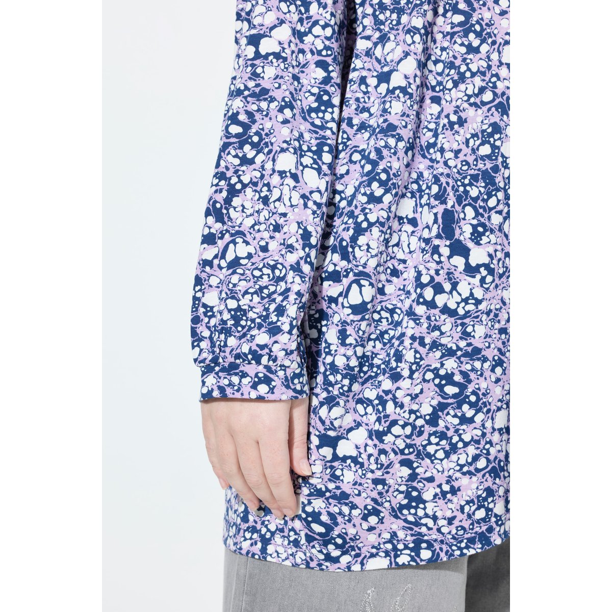 Blouse avec plis fantaisie bleu foncé, ULLA POPKEN