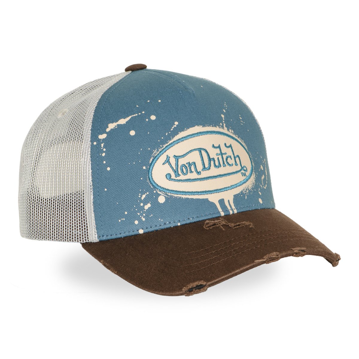 Casquette Trucker TAG turquoise/marron/gris clair/beige, VON DUTCH