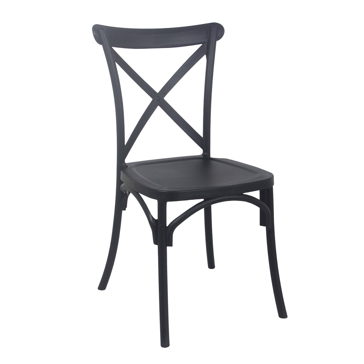 Lot de 4 chaises de terrasse en plastique, DUBLIN noir, OVIALA