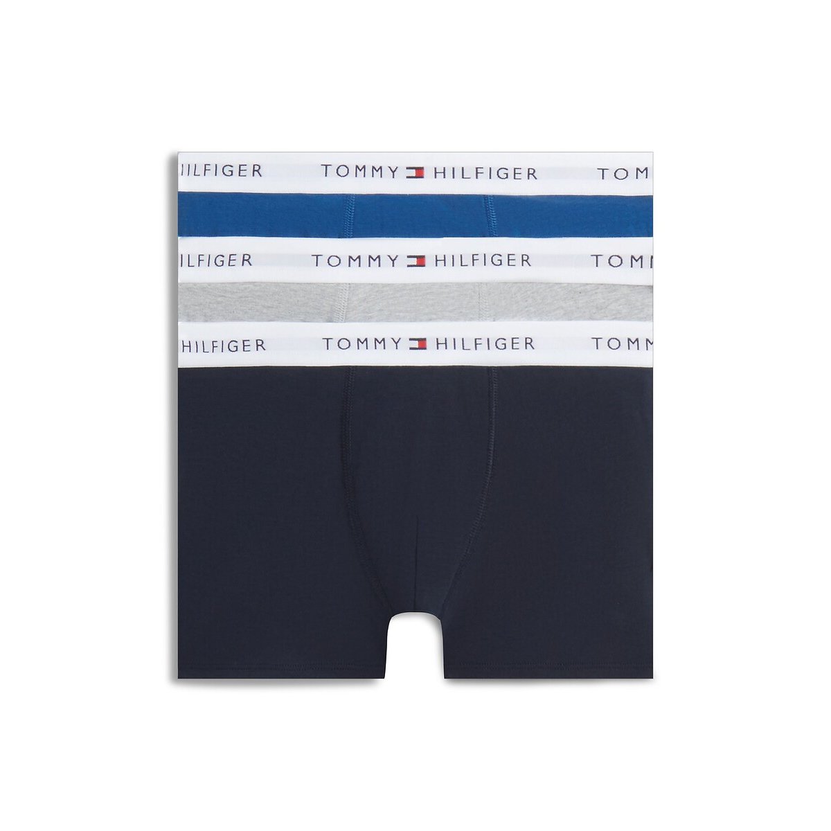 Lot de 3 boxers, ceinture siglée bleu marine + bleu + gris, TOMMY HILFIGER