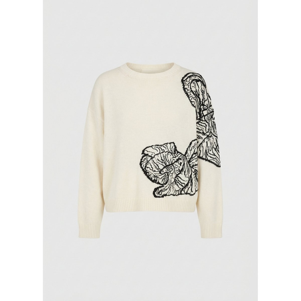 Pull oversize à motif floral off white/noir, HUMILITY