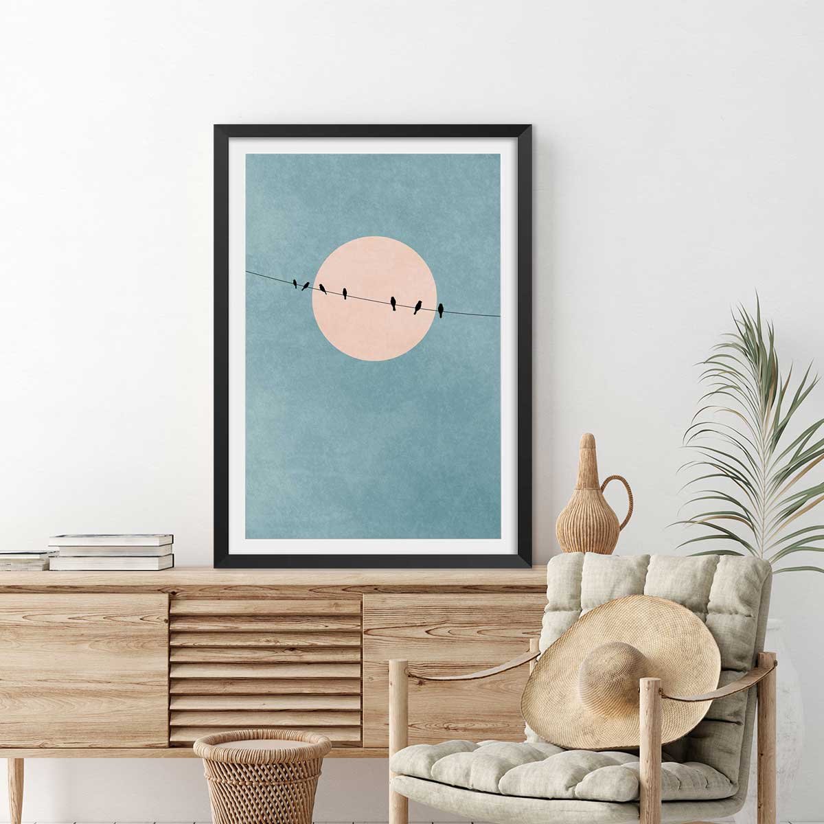 Affiche paysage Silence et gratitude affiche + cadre en bois - noir, HEXOA