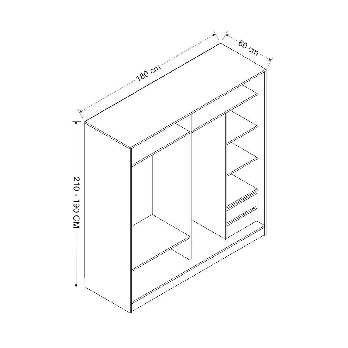Armoire moderne 2 portes coulissantes BYRON chêne, PIER IMPORT