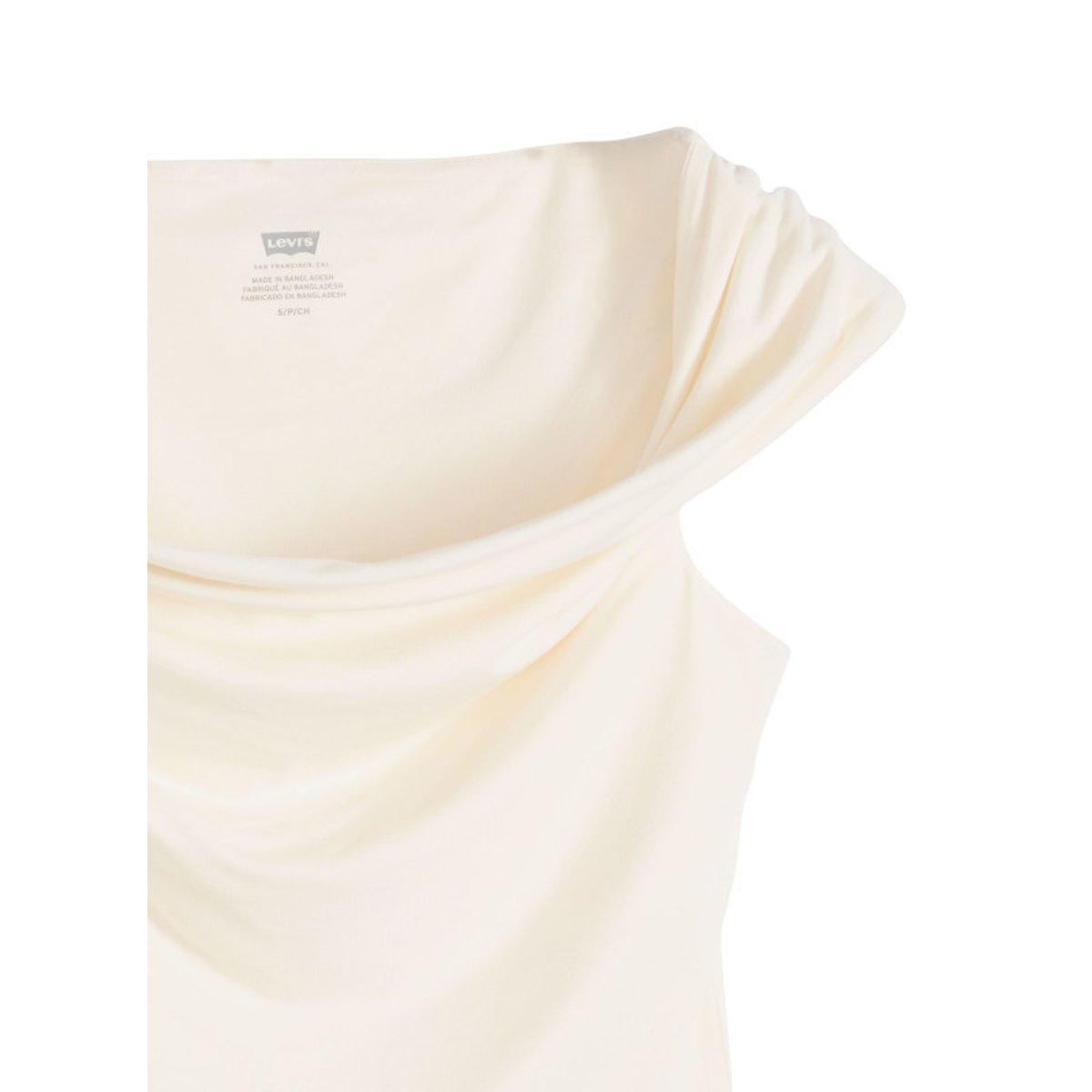 Débardeur écru uni avec une coupe ajustée et un col bateau drapé beige, LEVI'S