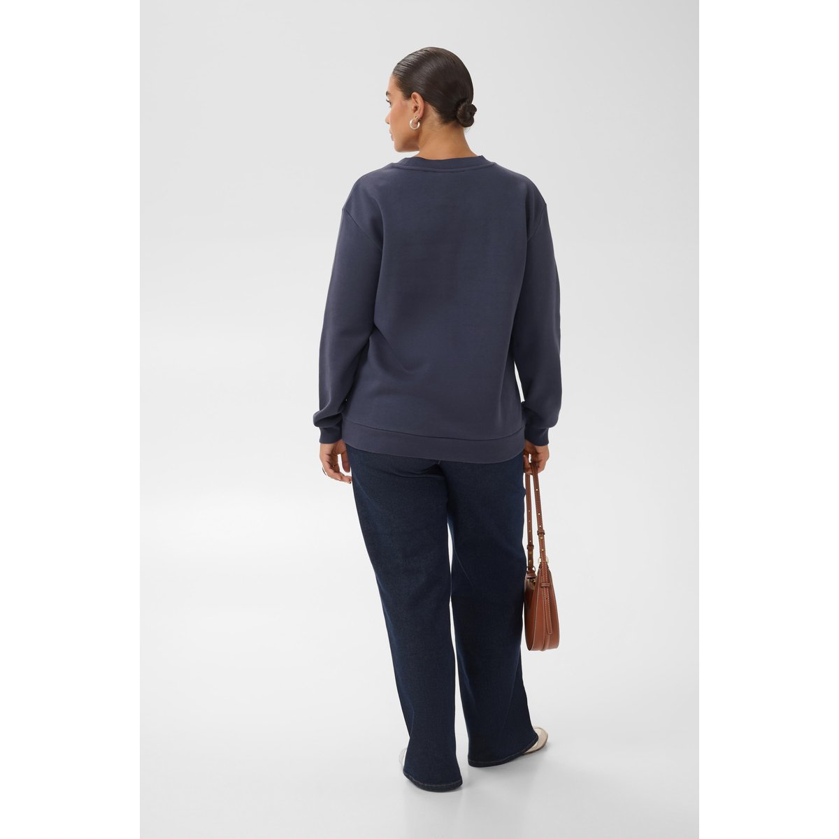 Sweatshirt bleu argent graphite/silver artwork, KAFFE CURVE