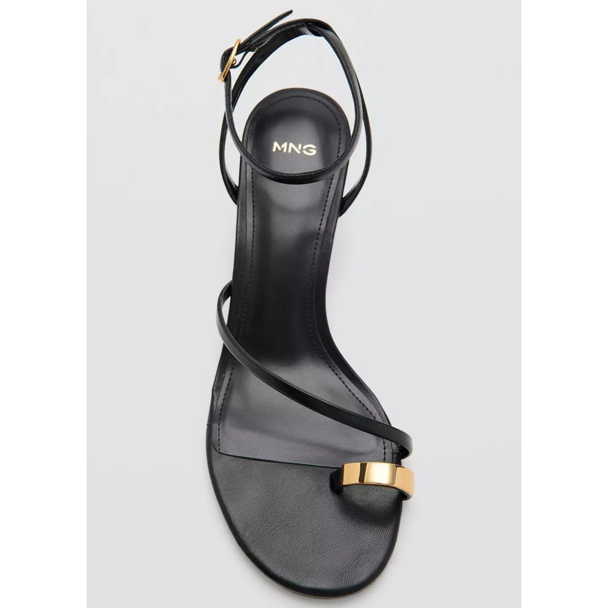 Sandale à talon avec brides croisées noir, MANGO