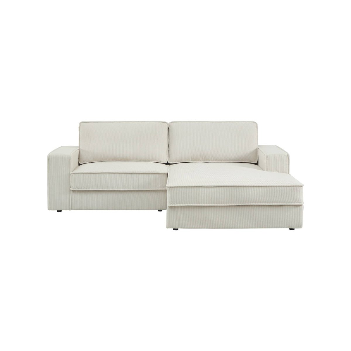 Canapé d'angle droit velours côtelé 3 places CHILL crème, SWEEEK