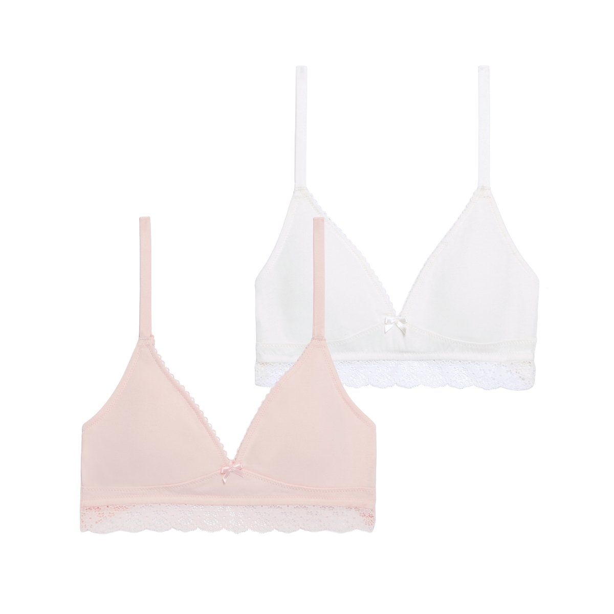 Lot de 2 soutiens-gorge triangle ados en coton COMFIZ blanc, UNDIZ